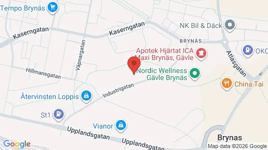 Kontorslokaler att hyra i Gävle - kort over placeringen