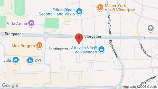 Kontorslokaler att hyra i Växjö - kort over placeringen