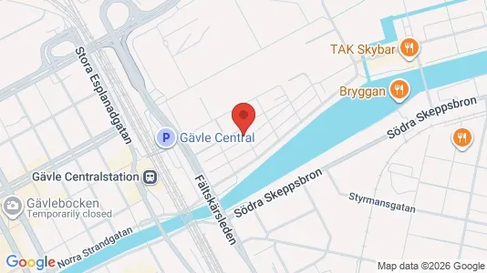 Kontorslokaler att hyra i Gävle - kort over placeringen