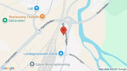 Industrilokaler att hyra i Gävle - kort over placeringen