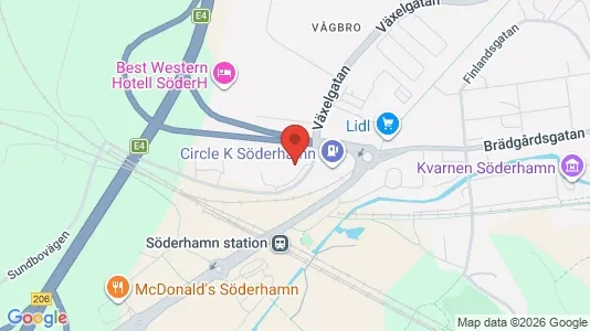 Affärslokaler att hyra i Söderhamn - kort over placeringen