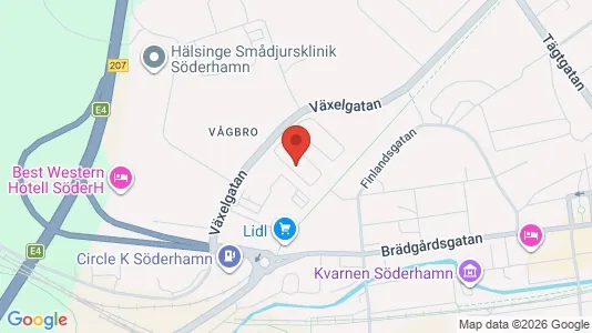 Affärslokaler att hyra i Söderhamn - kort over placeringen