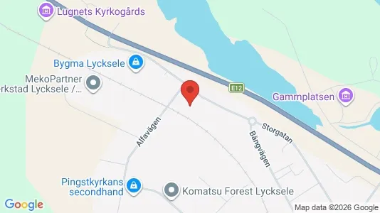 Affärslokaler att hyra i Lycksele - kort over placeringen