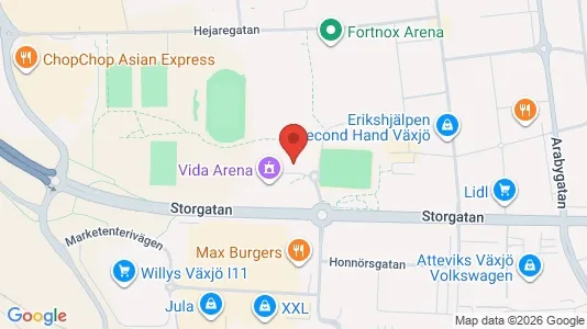 Affärslokaler att hyra i Växjö - kort over placeringen