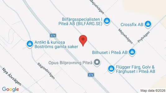 Affärslokaler att hyra i Piteå - kort over placeringen