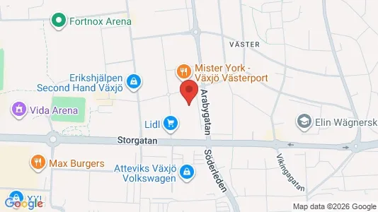 Kontorslokaler att hyra i Växjö - kort over placeringen