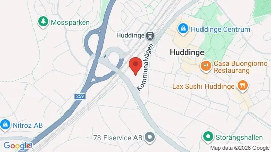 Kontorslokaler att hyra i Huddinge - kort over placeringen