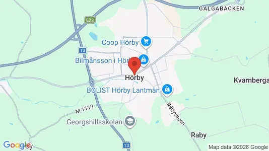 Butikslokaler att hyra i Hörby - kort over placeringen
