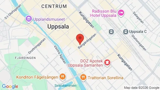 Affärslokaler att hyra i Uppsala - kort over placeringen