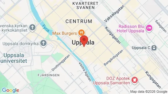 Kontorslokaler att hyra i Uppsala - kort over placeringen