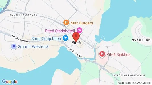 Butikslokaler att hyra i Piteå - kort over placeringen