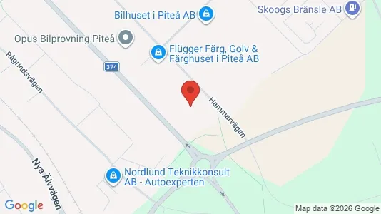 Lagerlokaler att hyra i Piteå - kort over placeringen