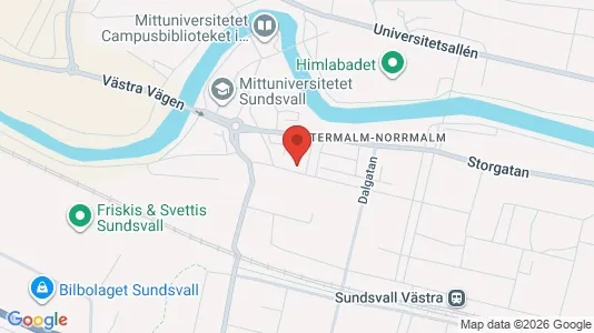 Affärslokaler att hyra i Sundsvall - kort over placeringen
