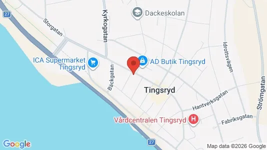 Kontorslokaler att hyra i Tingsryd - kort over placeringen
