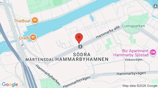 Kontorslokaler att hyra i Hammarbyhamnen - kort over placeringen