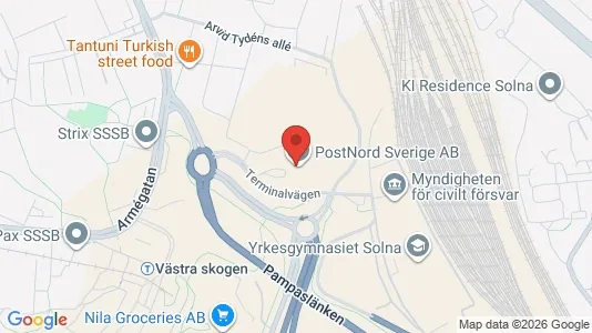 Affärslokaler att hyra i Solna - kort over placeringen