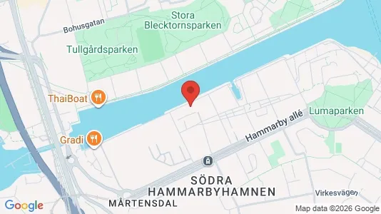 Kontorslokaler att hyra i Hammarbyhamnen - kort over placeringen