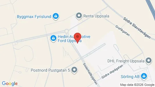 Industrilokaler att hyra i Uppsala - kort over placeringen