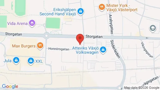 Kontorslokaler att hyra i Växjö - kort over placeringen