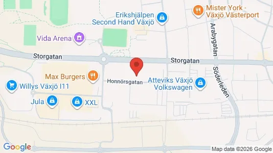 Kontorslokaler att hyra i Växjö - kort over placeringen