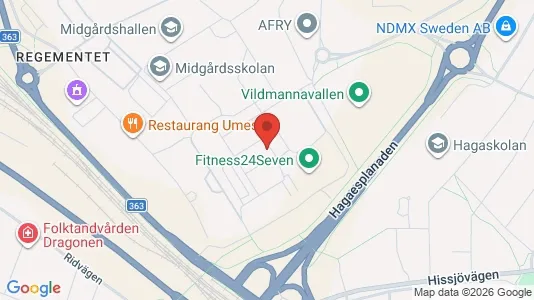 Kontorslokaler att hyra i Umeå - kort over placeringen