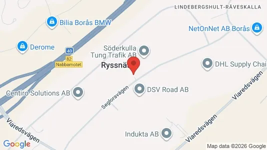 Industrilokaler att hyra i Borås - kort over placeringen