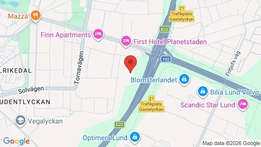 Kontorslokaler att hyra i Lund - kort over placeringen