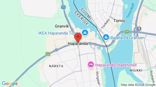 Butikslokaler att hyra i Haparanda - kort over placeringen