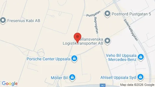 Kontorslokaler att hyra i Uppsala - kort over placeringen