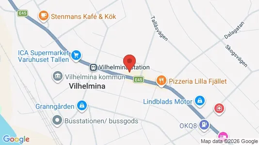 Affärslokaler att hyra i Vilhelmina - kort over placeringen