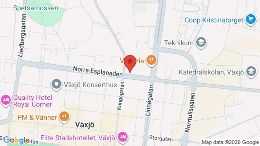Affärslokaler att hyra i Växjö - kort over placeringen