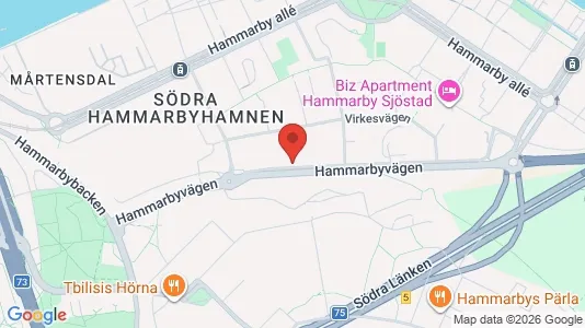 Kontorslokaler att hyra i Hammarbyhamnen - kort over placeringen