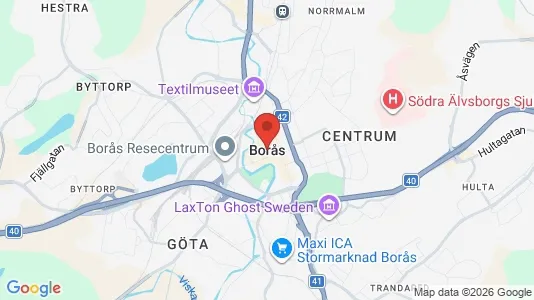 Affärslokaler att hyra i Borås - kort over placeringen