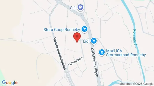 Affärslokaler att hyra i Ronneby - kort over placeringen