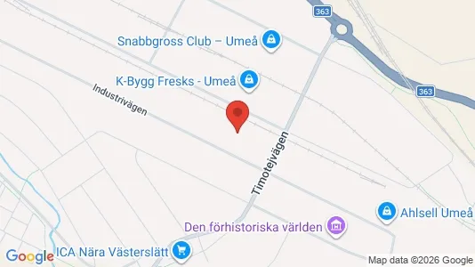 Lagerlokaler att hyra i Umeå - kort over placeringen